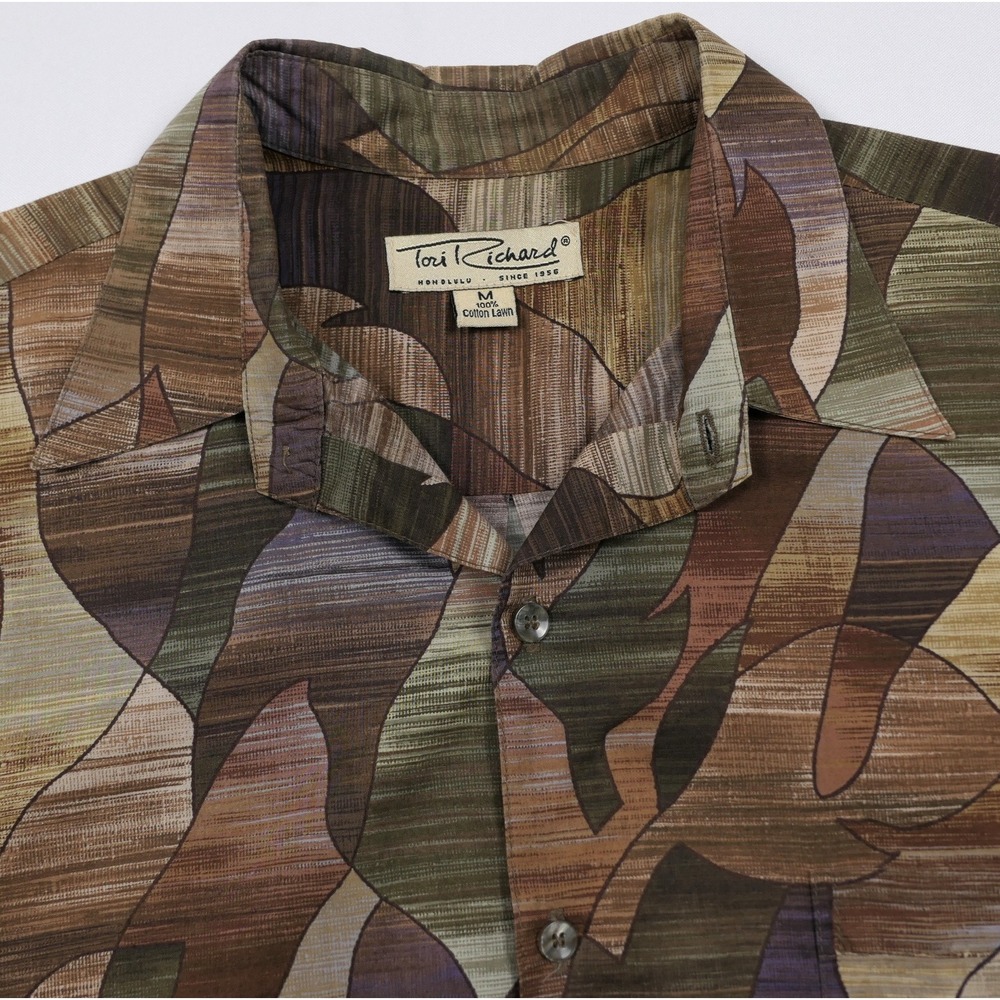 Tori‎ Richard Mens M Abstract Geometric Cotton Lawn Aloha Hawaiian Shirt